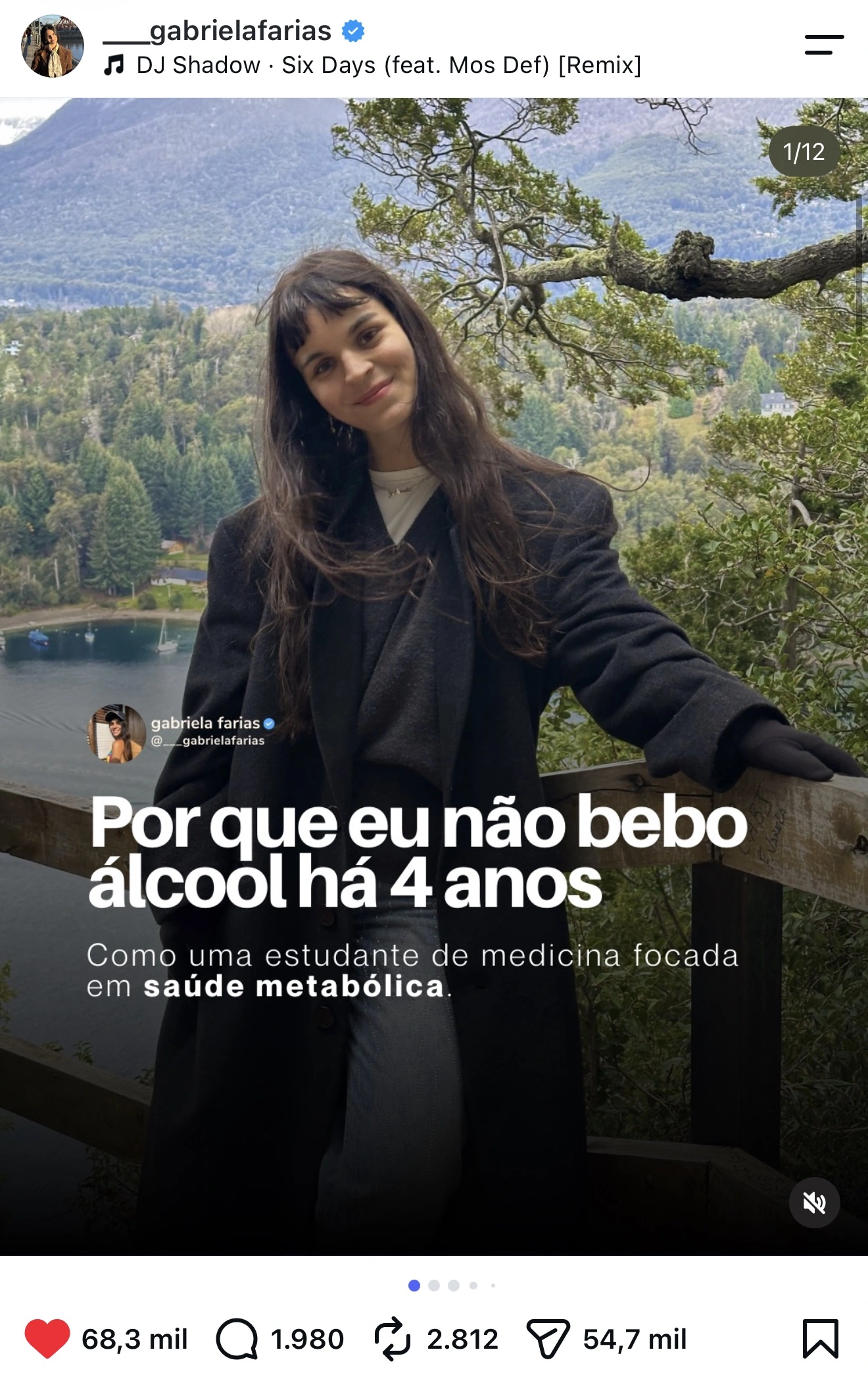 Post da Gabriela Farias com 68,3 mil curtidas: Por que eu não bebo álcool há 4 anos