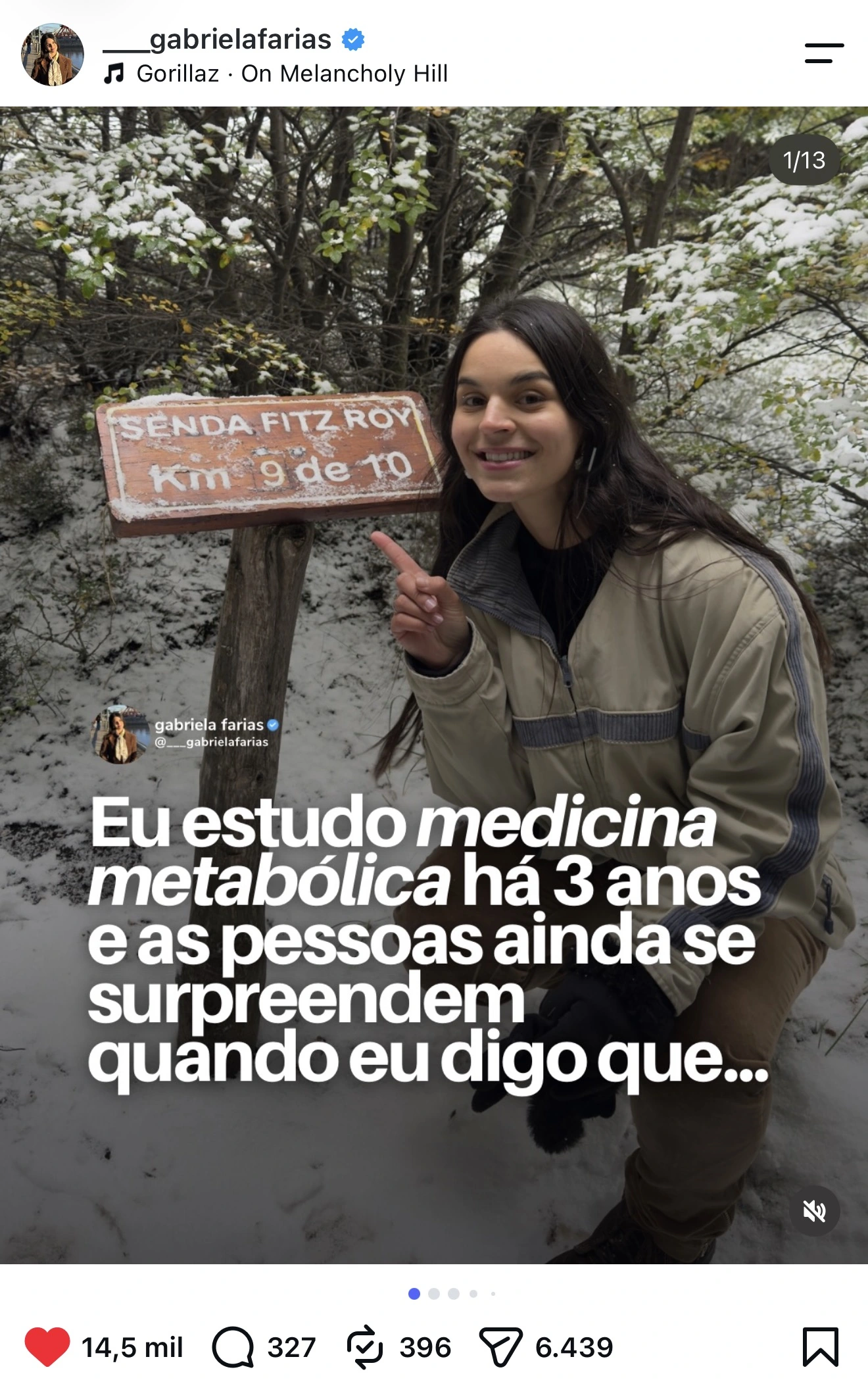 Post da Gabriela Farias com 14,5 mil curtidas: Eu estudo medicina metabólica há 3 anos e as pessoas ainda se surpreendem