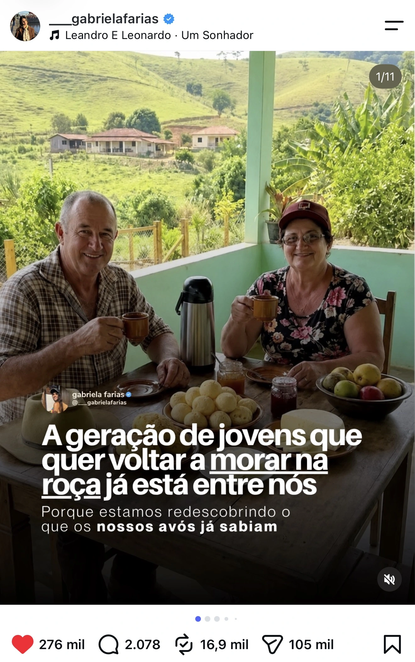 Post da Gabriela Farias com 276 mil curtidas: A geração de jovens que quer voltar a morar na roça já está entre nós
